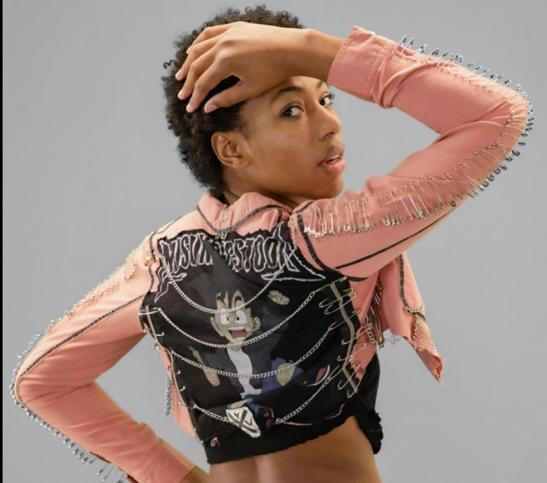 Cropped custom jacket with safety pin fringe